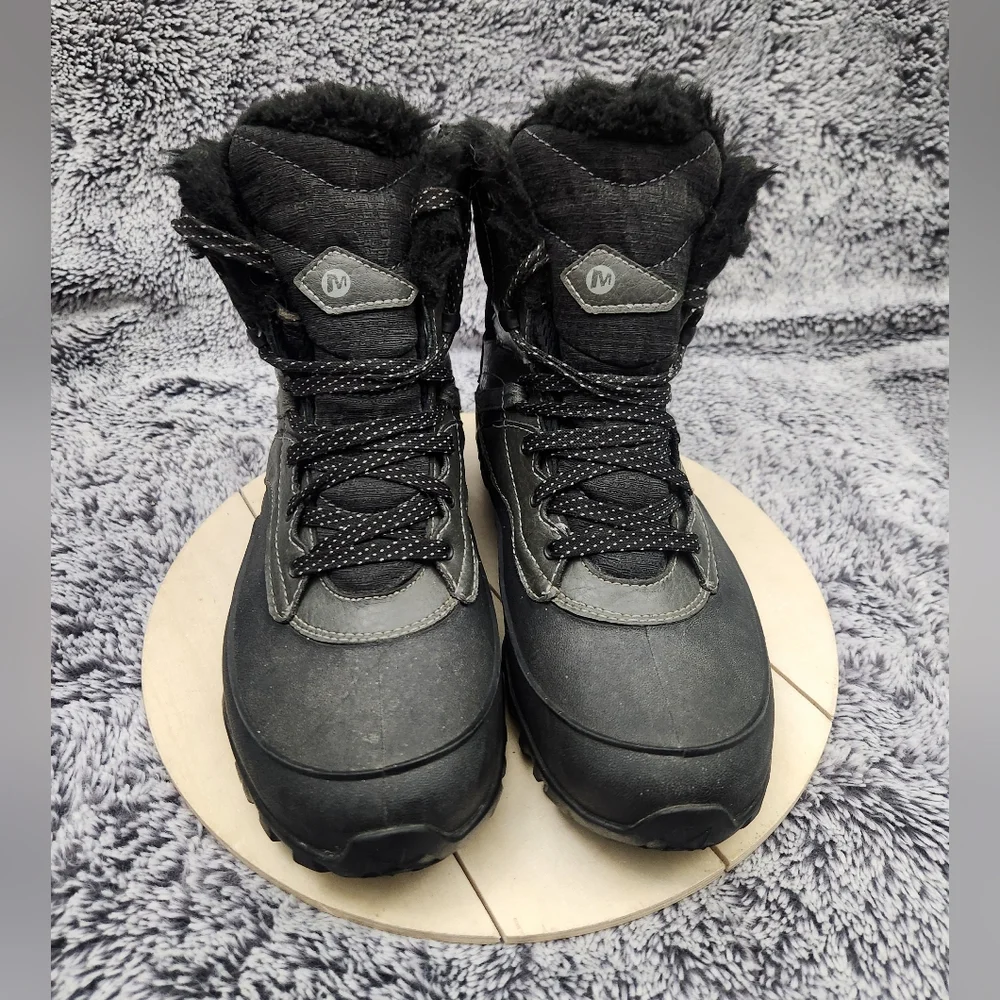 Merrell Winter Boots Womens Size 8 Black Snow Fleece Lined Insulated Waterproof - Picture 3 of 9